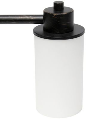 Essentix Contemporary Three Light Metal and Opaque White Glass Shade Vanity Uplight Downlight Wall Mounted Fixture 