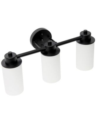 Essentix Contemporary Three Light Metal and Opaque White Glass Shade Vanity Uplight Downlight Wall Mounted Fixture 