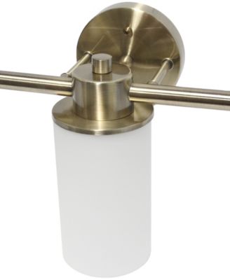 Essentix Contemporary Three Light Metal and Opaque White Glass Shade Vanity Uplight Downlight Wall Mounted Fixture 