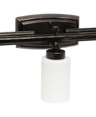 Essentix Contemporary Three Light Metal and Opaque White Glass Shade Vanity Uplight Downlight Wall Mounted Fixture 