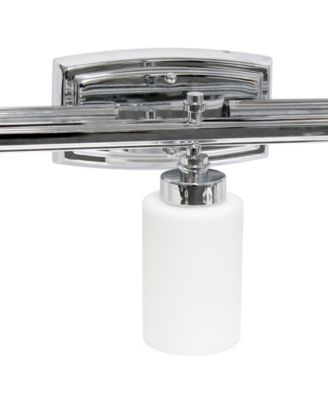 Essentix Contemporary Three Light Metal and Opaque White Glass Shade Vanity Uplight Downlight Wall Mounted Fixture 