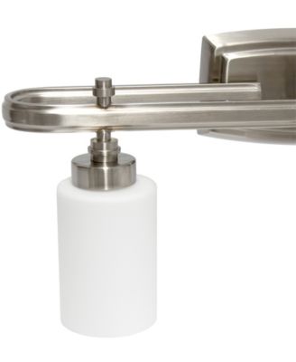 Essentix Contemporary Three Light Metal and Opaque White Glass Shade Vanity Uplight Downlight Wall Mounted Fixture 