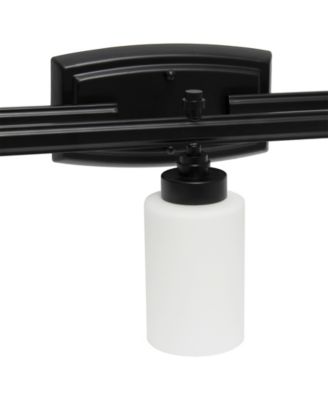 Essentix Contemporary Three Light Metal and Opaque White Glass Shade Vanity Uplight Downlight Wall Mounted Fixture 