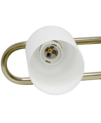 Essentix Contemporary Three Light Metal and Opaque White Glass Shade Vanity Uplight Downlight Wall Mounted Fixture 