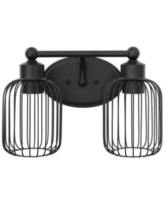 Ironhouse Two Light Industrial Decorative Cage Vanity Uplight Downlight Wall Mounted Fixture 