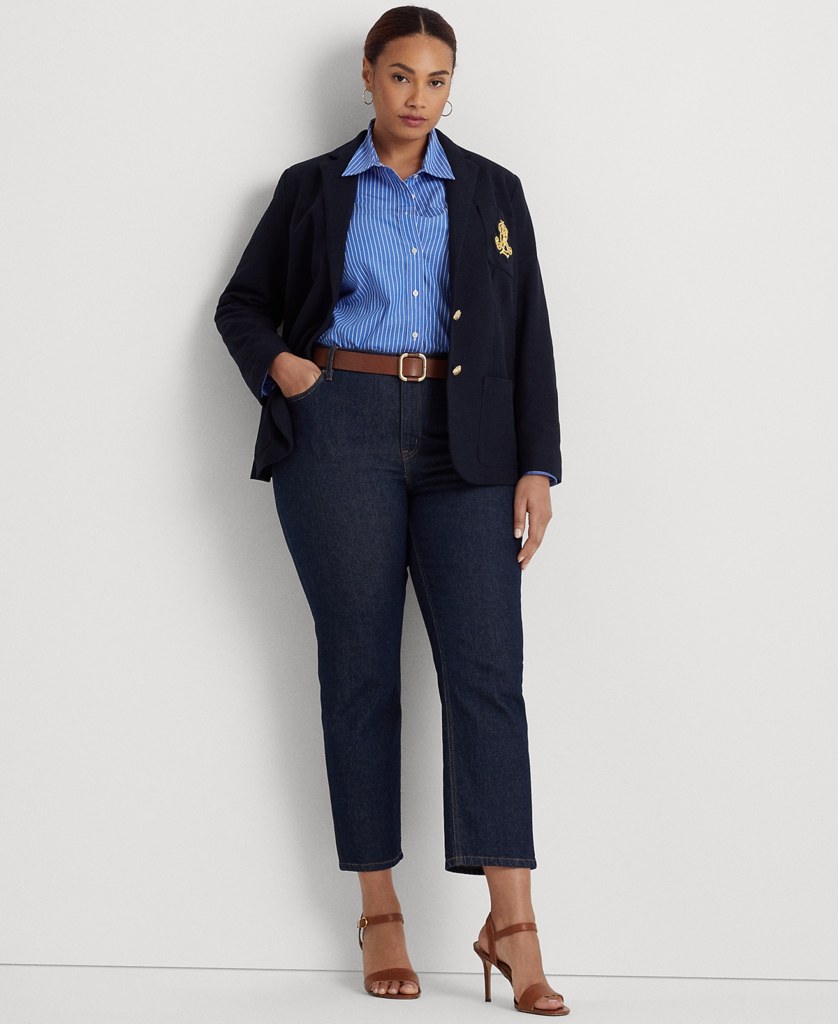 RALPH LAUREN PLUS SIZE JACQUARD BLAZER 