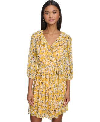 KARL LAGERFELD PARIS - Women's Floral-Print Belted A-Line Dress