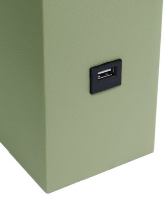 Lalia Home Lexington 21" Leather Base Modern Home D&eacute;cor Bedside Table Lamp with USB Charging Port 