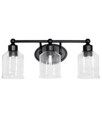 Studio Loft Modern Three Light Metal and Clear Seeded Glass Shade Vanity Uplight Downlight Wall Mounted Fixture 