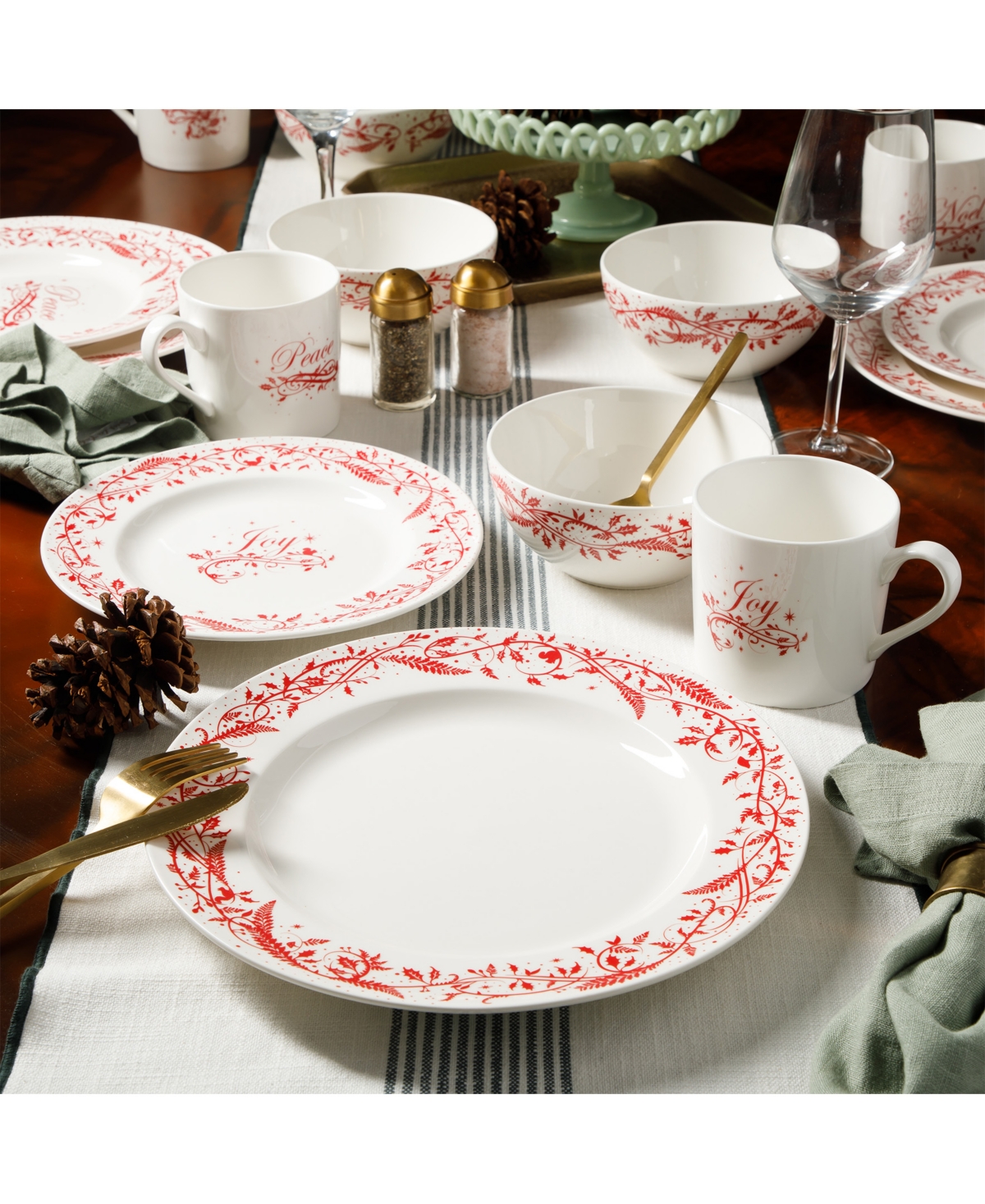 Martha Stewart Holiday Vines Dinnerware Set, Service for 4