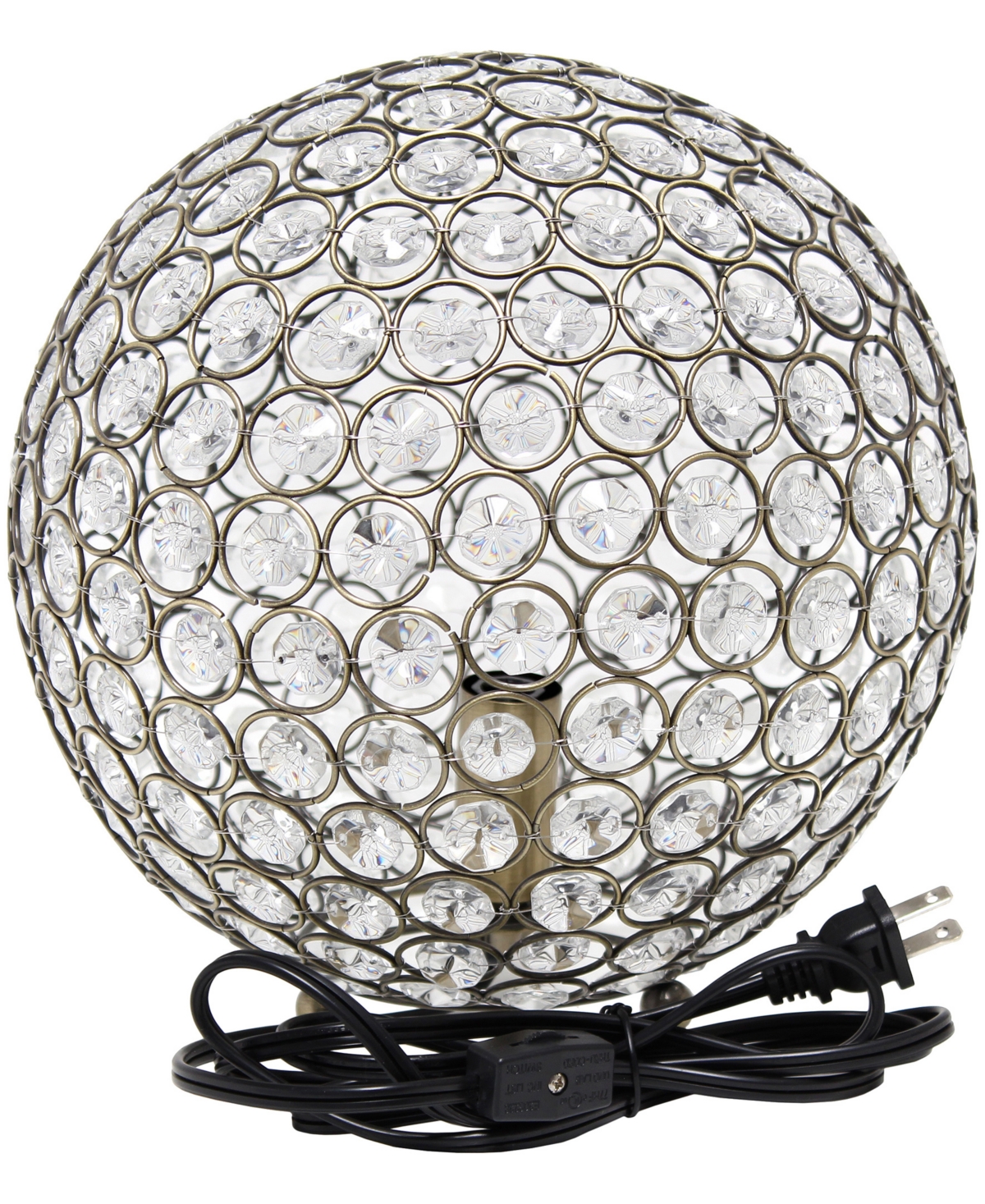 Shop Lalia Home 10" Elipse Medium Contemporary Metal Crystal Round Sphere Glamorous Orb Table Lamp In Antique Brass