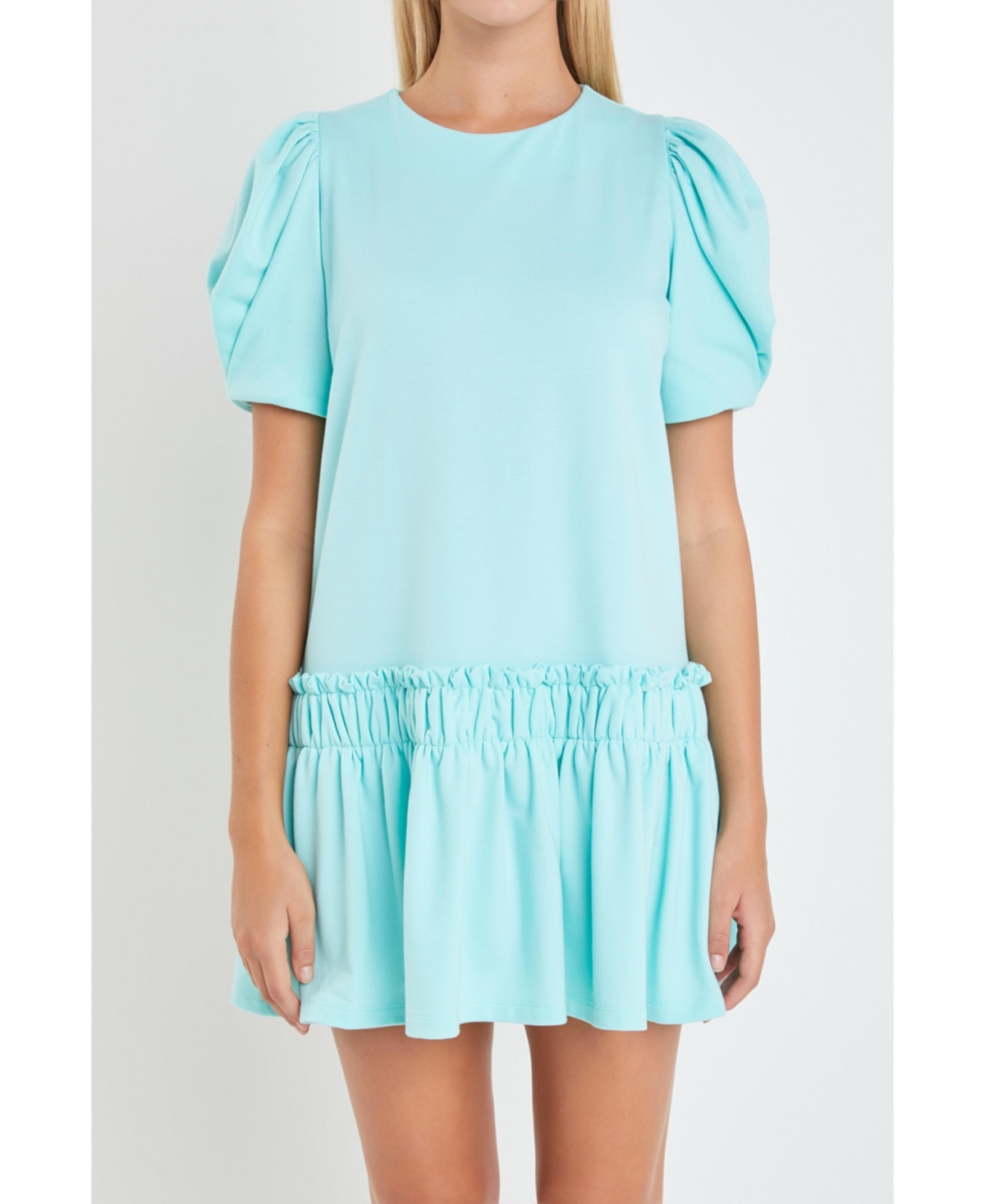 Women's Puff Sleeve Mini Dress - Mint