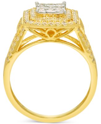 Diamond Square Halo Cluster Engagement Ring (1 ct. t.w.) in 14k Gold