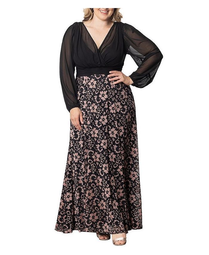 Kiyonna Plus Size Mon Tresor Long Sleeve Lace Evening Gown Macy's