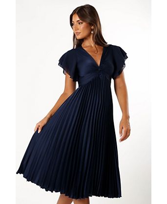 macy's navy blue dress Macy's Prom Dresses Blue Navy A Line V Neck Navy Blue Satin Long Prom Dress and enjoy the perfect blend of comfort and charm Maxi Dress Navy Blue Dresses