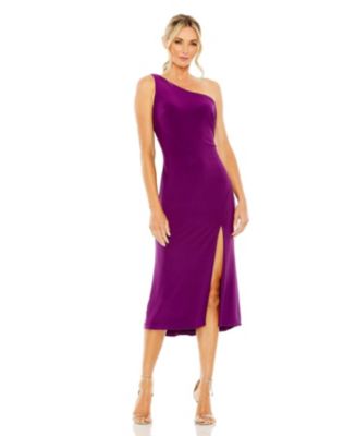 Mac Duggal Women's Ieena One Shoulder Cowl Back Jersey Midi Dress - Macy's
