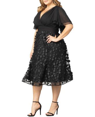 Plus Size Pretty Petals Mesh Cocktail Dress