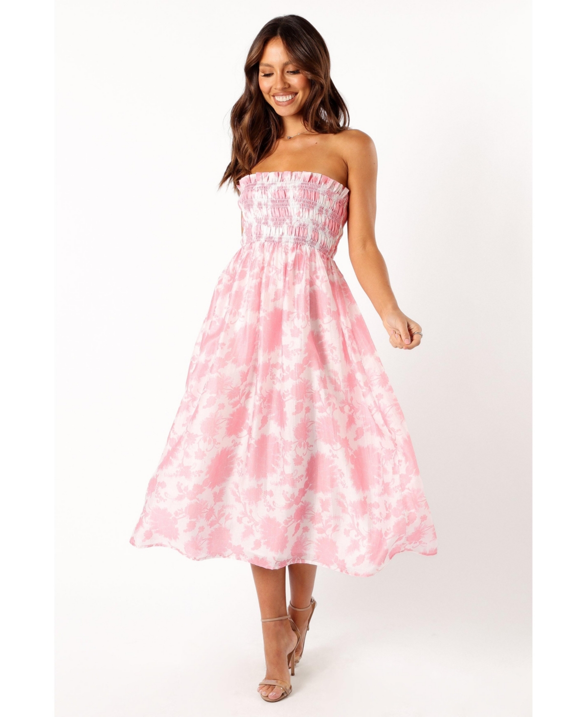 Women's Carter Strapless Midi Dress - Pink floral