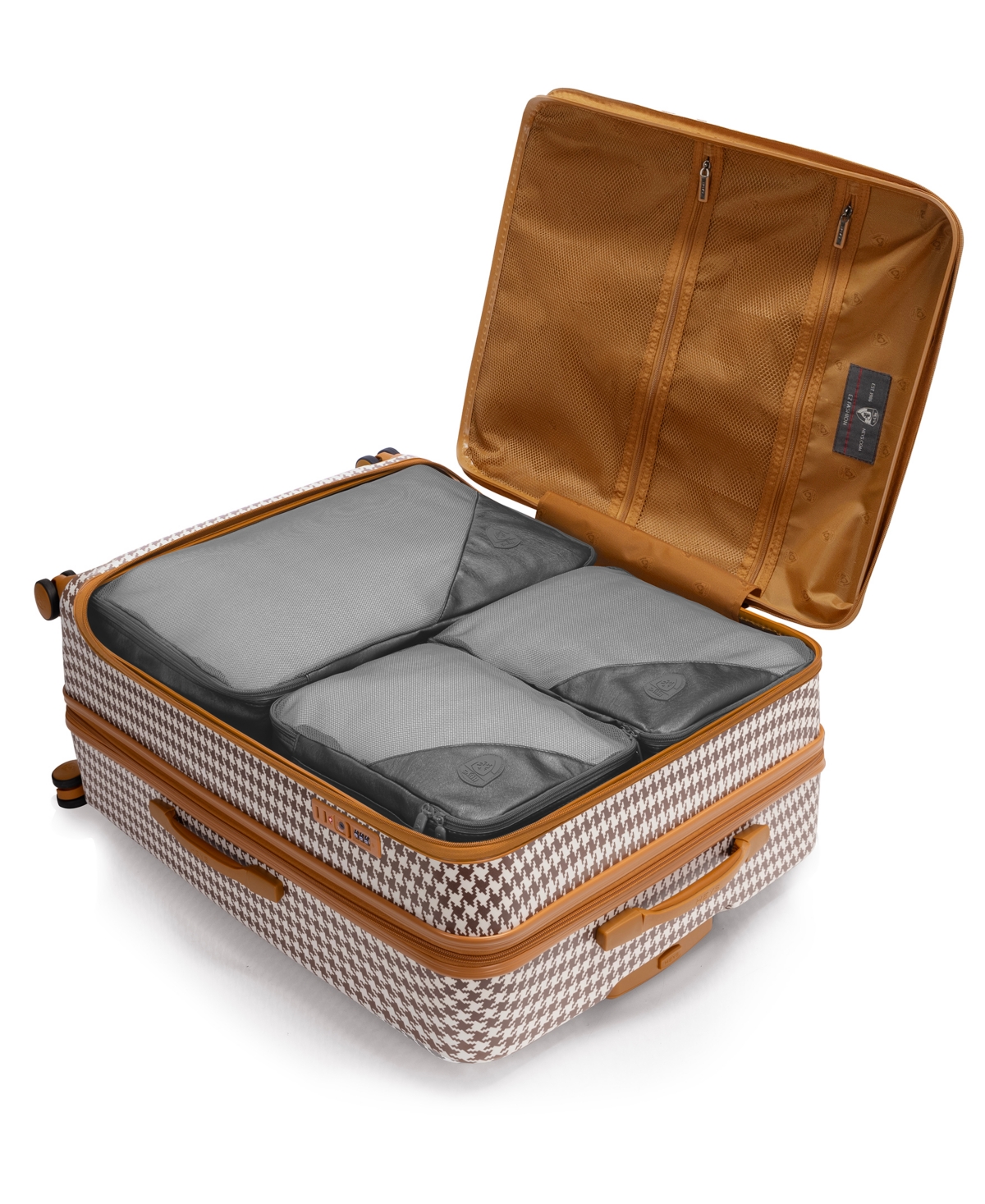 Heys Hey's Ez Fashion Hardside 30" Check-in Spinner Luggage In Brown Houndstooth