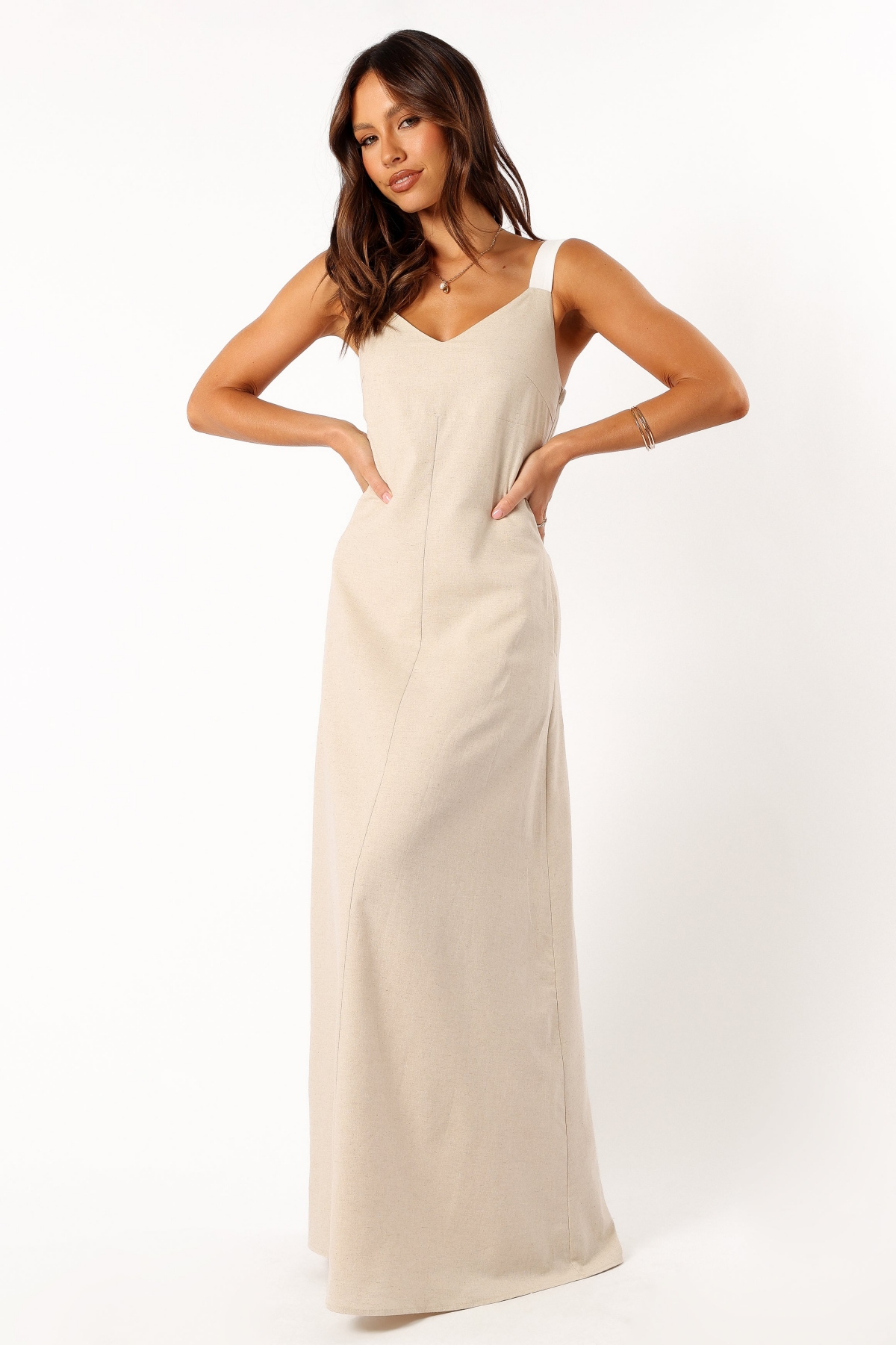 Women's Sjon Contrast Strap Maxi Dress - Oatmeal