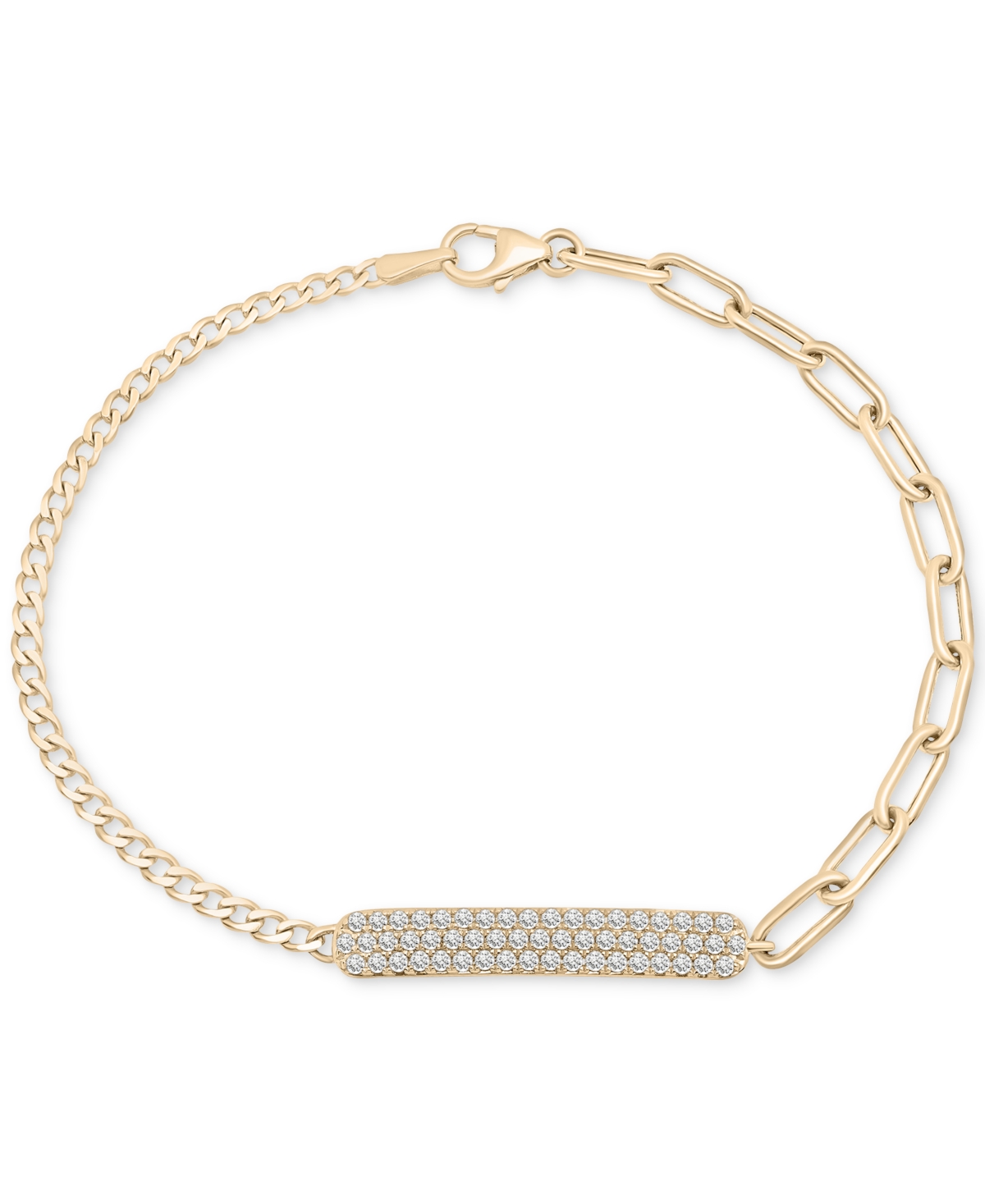 Diamond Bar Two-Chain Link Bracelet (1/2 ct. t.w.) in Gold Vermeil, Created for Macy's - Gold Vermeil