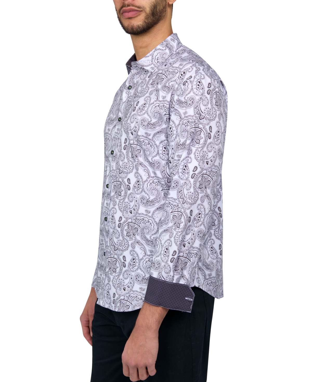 Shop Society Of Threads Men's Regular-fit Non-iron Performance Stretch Paisley Button-down Shirt In White