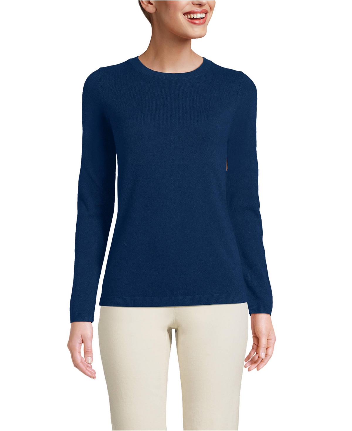 Women's Petite Cashmere Sweater - Gray/black donegal