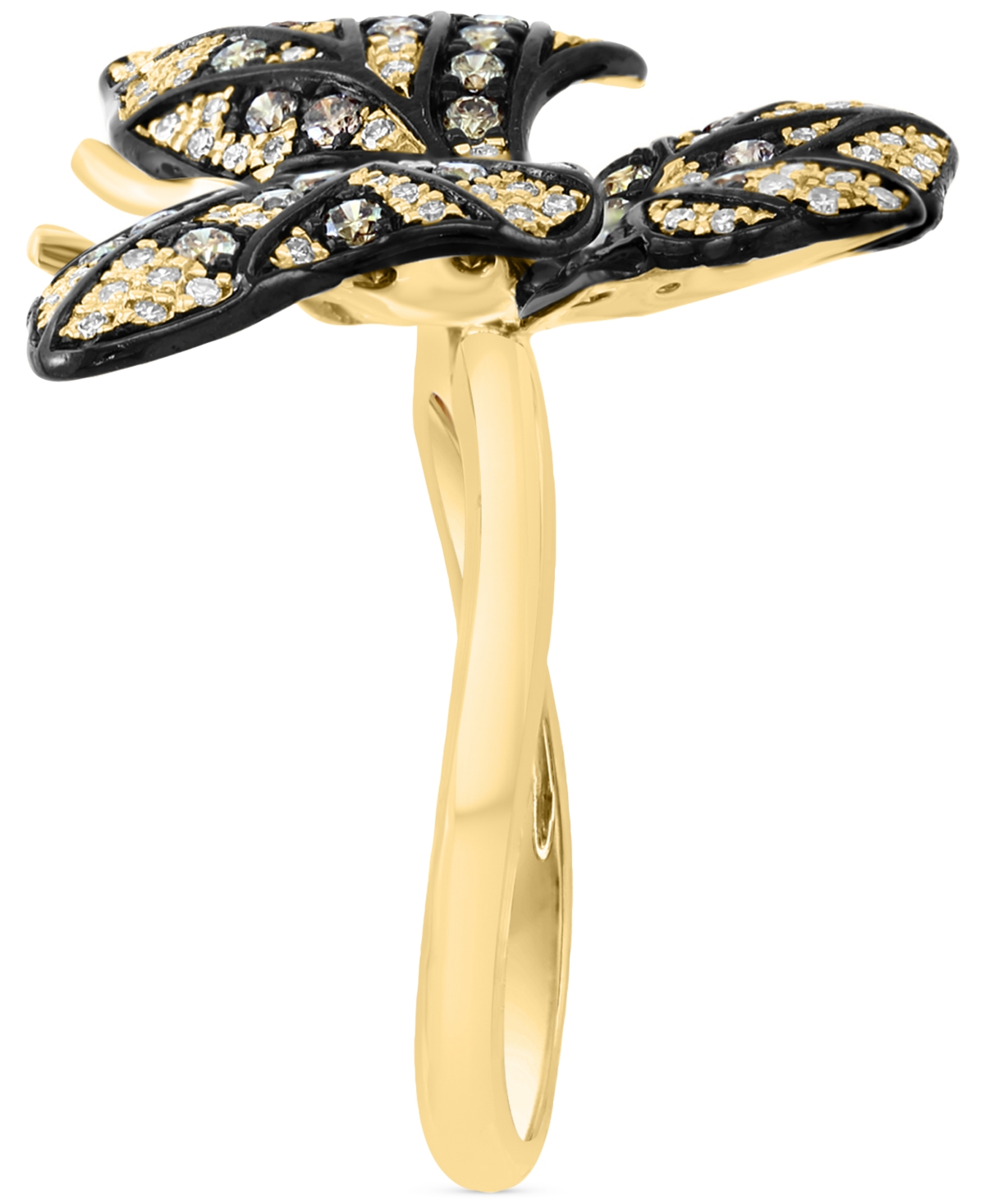 EFFY COLLECTION EFFY WHITE & ESPRESSO DIAMOND BUTTERFLY STATEMENT RING (7/8 CT. T.W.) IN 14K GOLD 