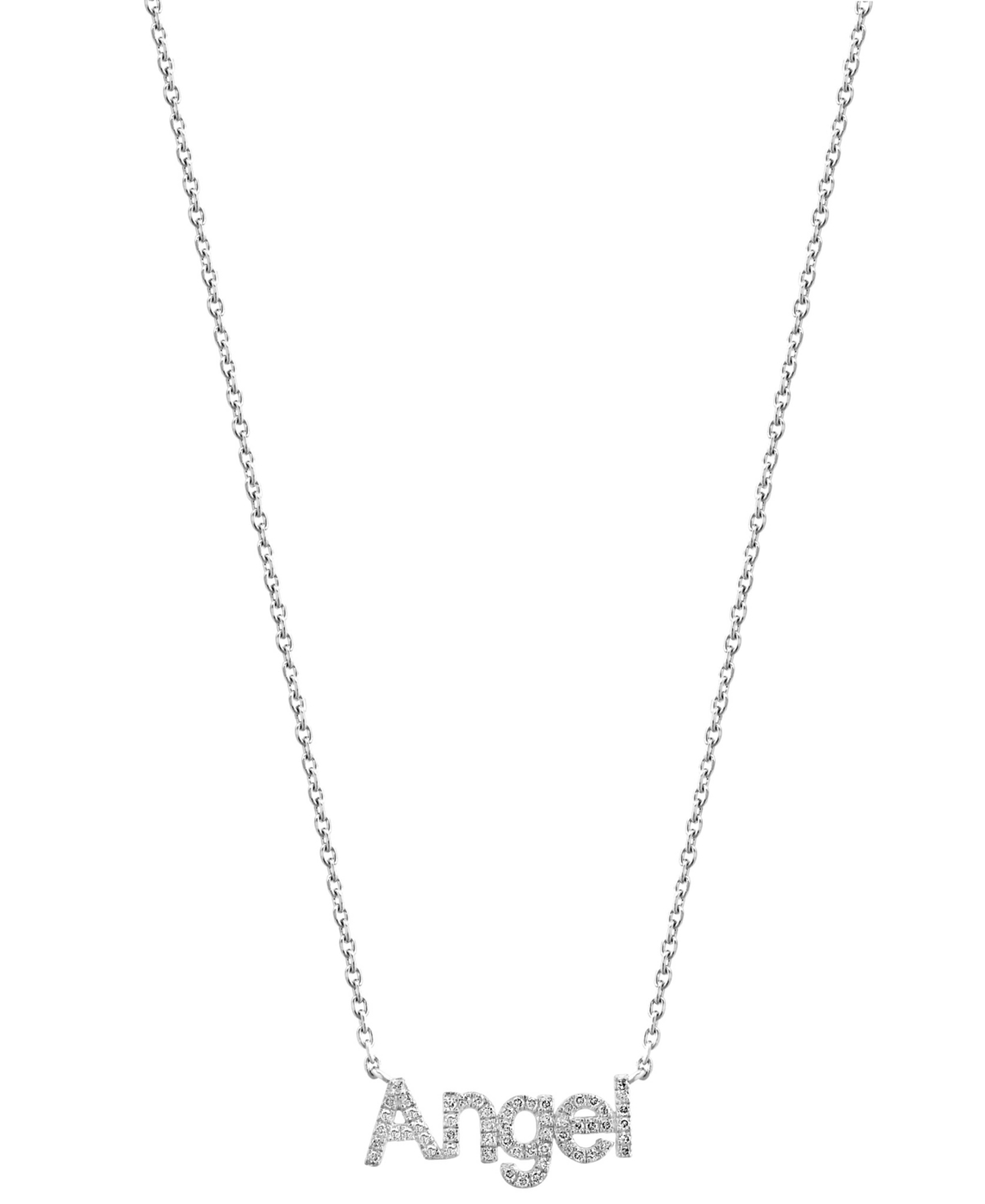 Effy Collection Effy Diamond Happy 18" Pendant Necklace (1/5 Ct. T.w.) In Sterling Silver In Angel