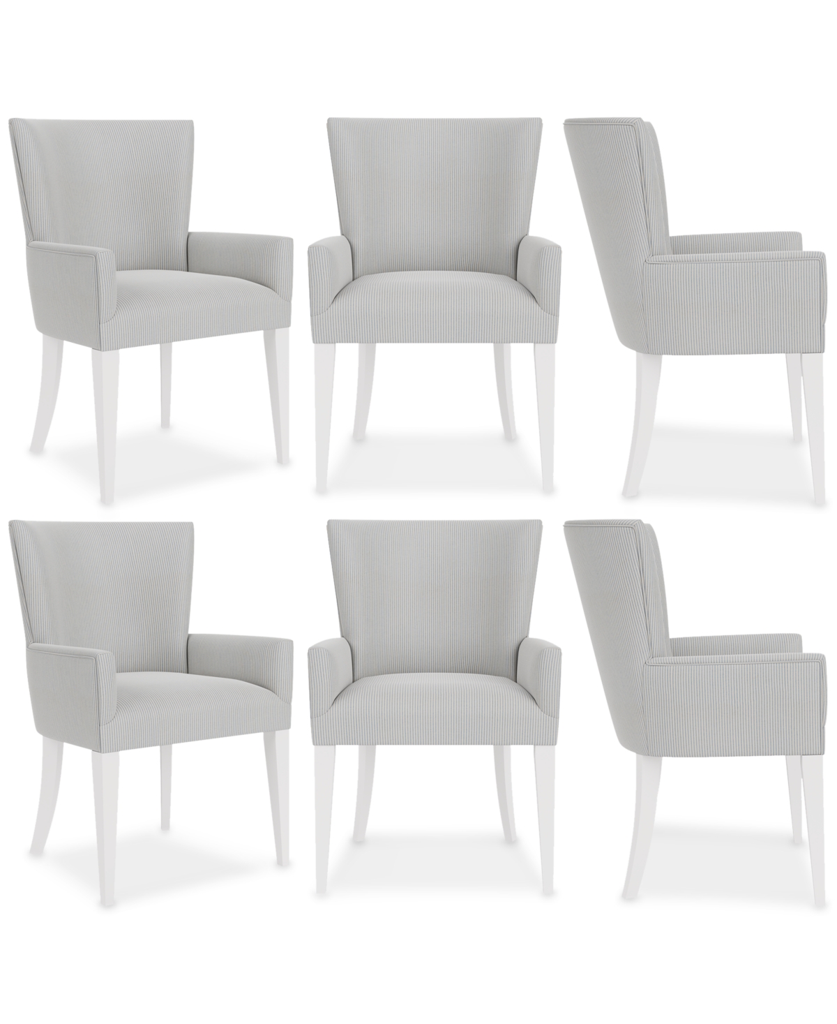 Shop Macy's Catriona 6 Pc. Upholstered Arm Chair Set In Grey