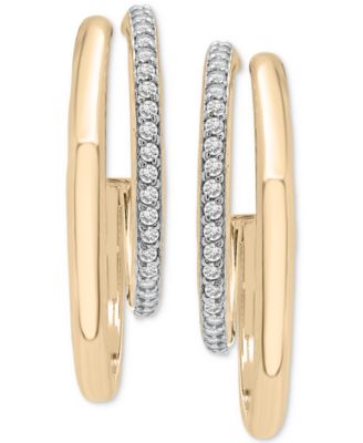 Diamond Double Small Hoop Earrings (1/4 ct. t.w.) in Gold Vermeil, Created for Macy's