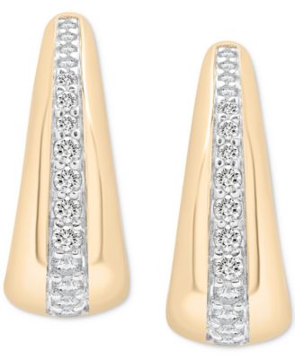 Diamond Tapered Extra Small Hoop Earrings (1/4 ct. t.w.) in Gold Vermeil, Created for Macy's