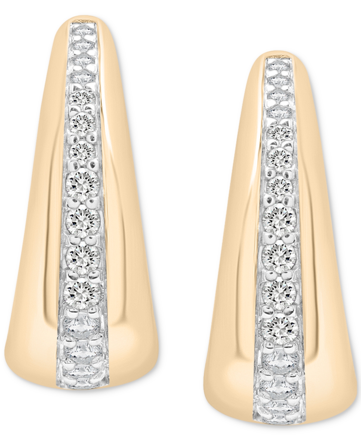 Audrey By Aurate Diamond Tapered Extra Small Hoop Earrings (1/4 Ct. T.w.) In Gold Vermeil, Created For Macy's In Gold Vermeil