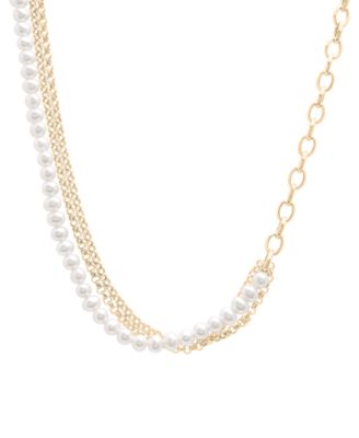 Cultured Freshwater Pearl (5mm) Multi-Layer Statement Necklace in Gold Vermeil, Created for Macy's