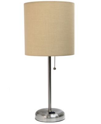 Oslo 19.5" Contemporary Bedside Standard Metal Table Desk Lamp with White Drum Fabric Shade