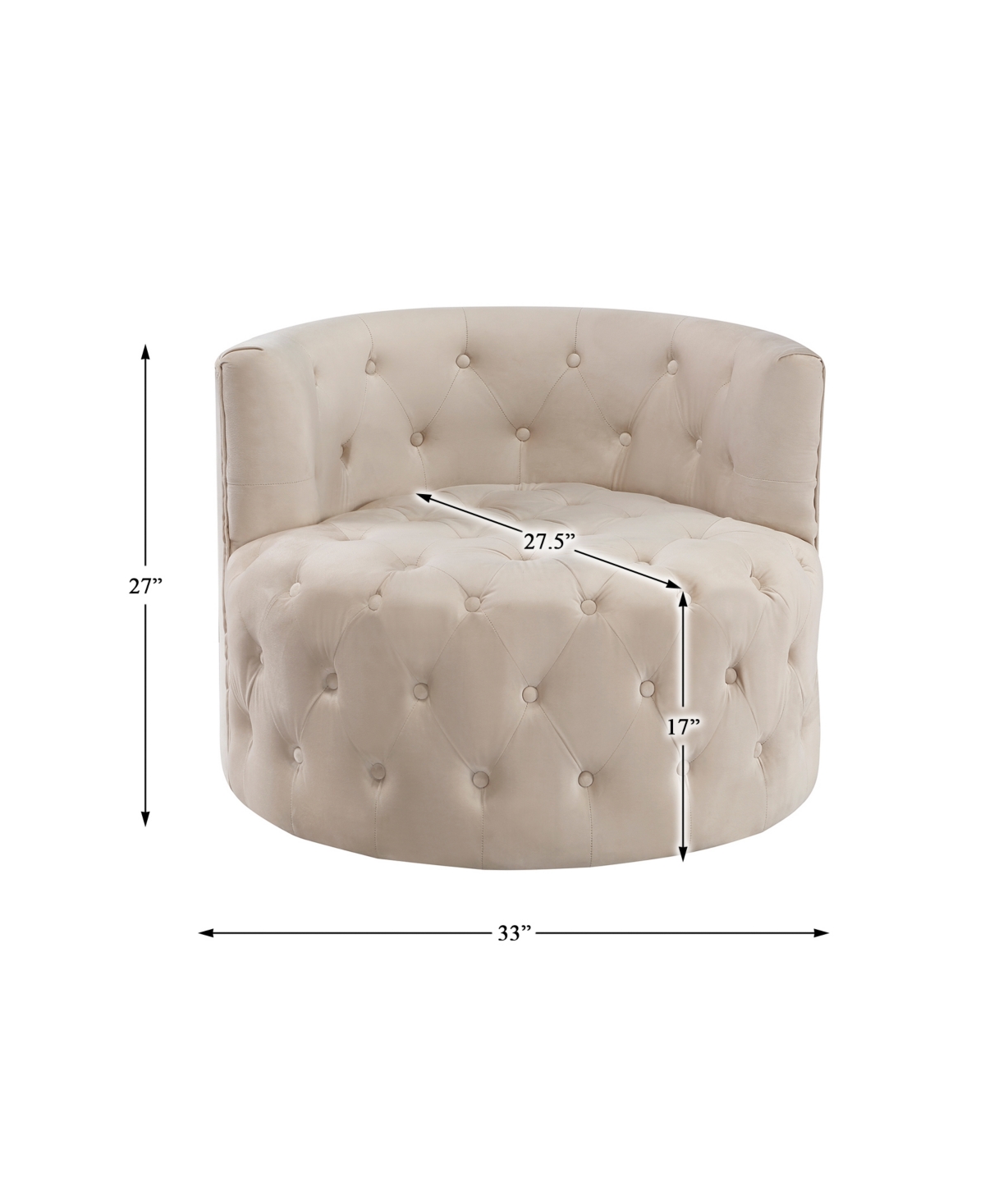 Homelegance White Label Rheit 33" Swivel Chair In Beige