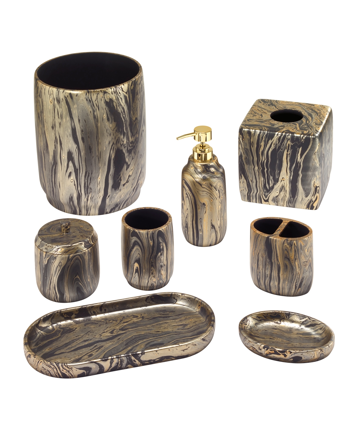 Nicole Miller Harper 4-pc. Bath Accessory Set In Blk,gold