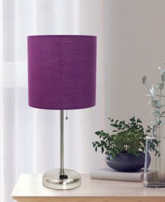 Oslo 19.5" Contemporary Bedside Standard Metal Table Desk Lamp with White Drum Fabric Shade
