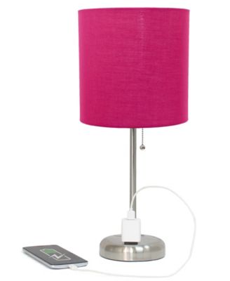 Oslo 19.5" Contemporary Bedside Standard Metal Table Desk Lamp with White Drum Fabric Shade