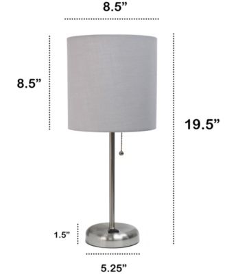 Oslo 19.5" Contemporary Bedside Standard Metal Table Desk Lamp with White Drum Fabric Shade