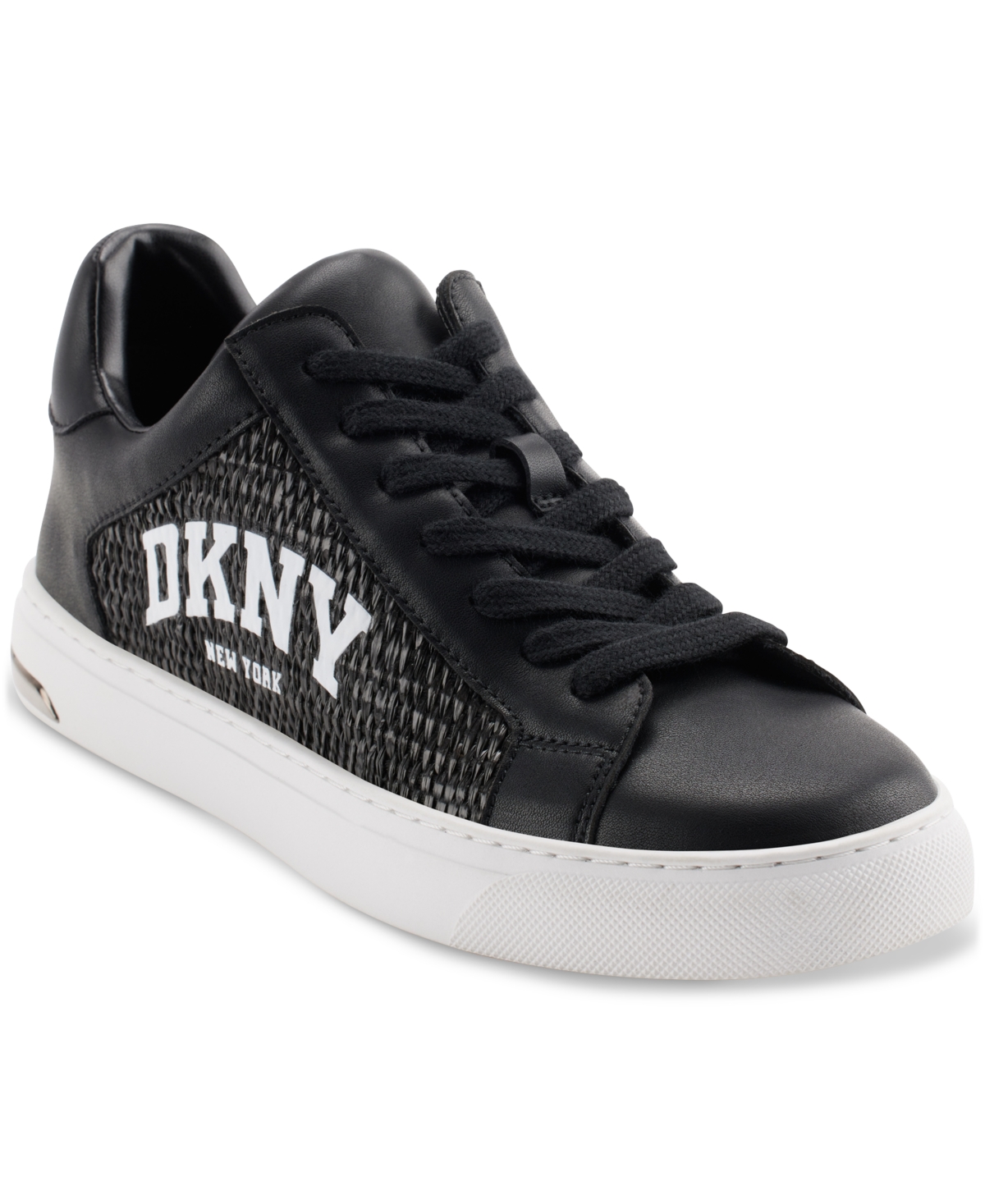 Shop Dkny Women's Abeni Arch Raffia Logo Low-top Sneakers In Black