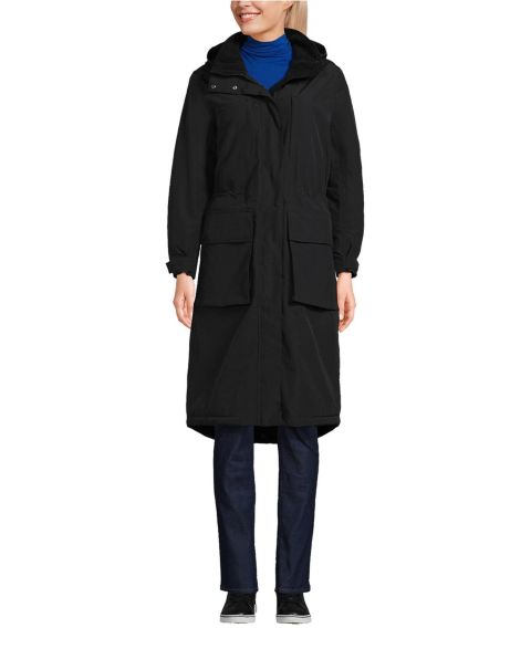 Женское пальто Lands' End Tall Squall Waterproof Insulated Winter Stadium Maxi, цвет: Чёрный