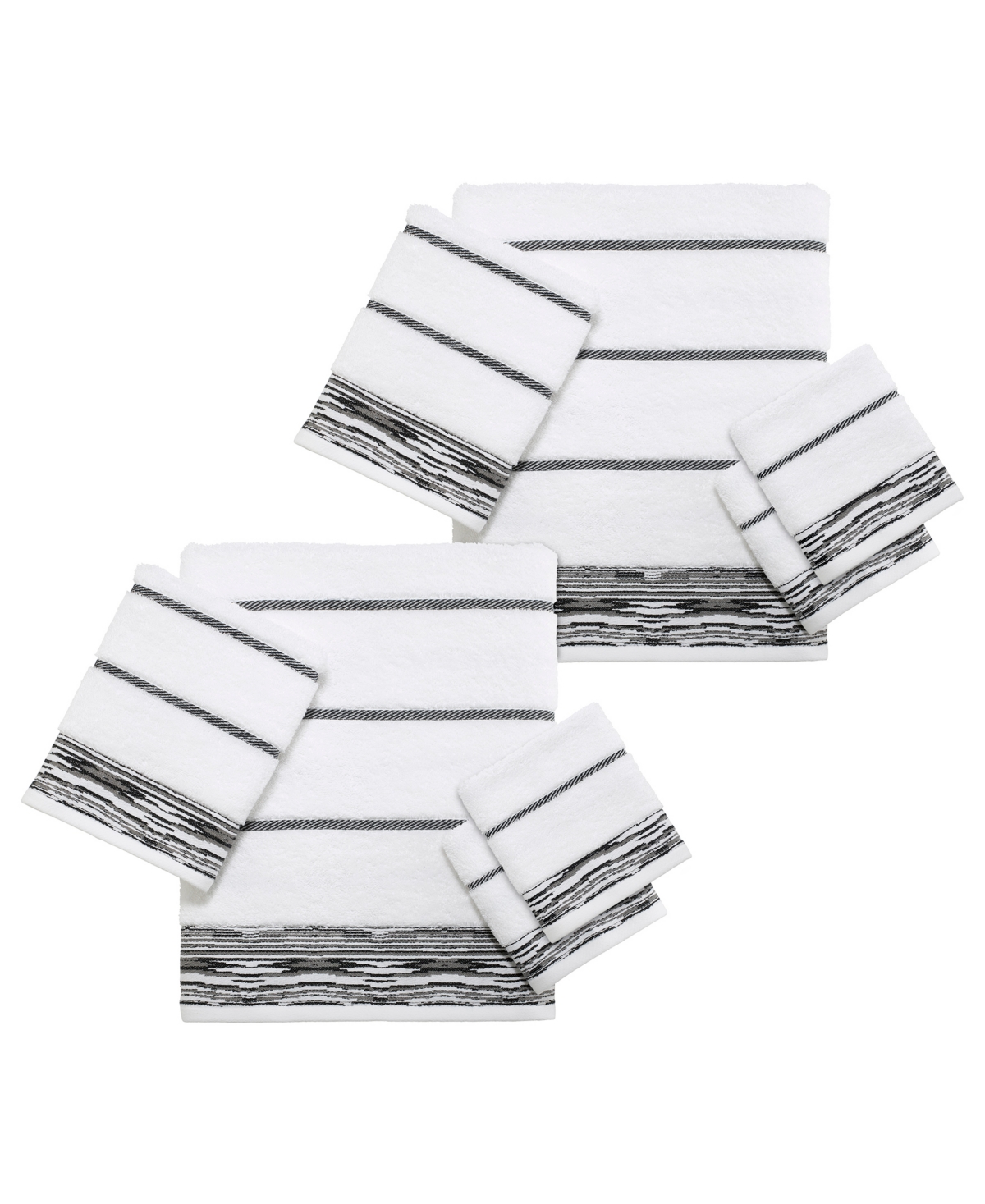 Shop Nicole Miller Sydney 4-pc. Washcloths, 13" X 13" In White,blk