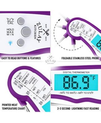 Instant Read Food Thermometer - Waterproof Digital Meat Thermometer