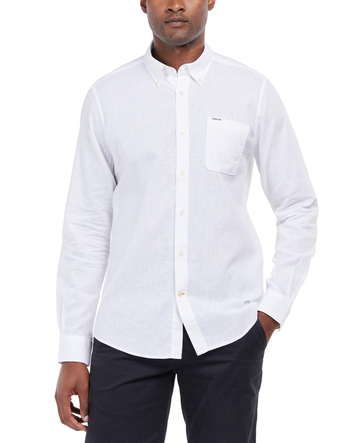 Shop Barbour Men's Nelson Tailored-fit Solid Button-down Shirt In White