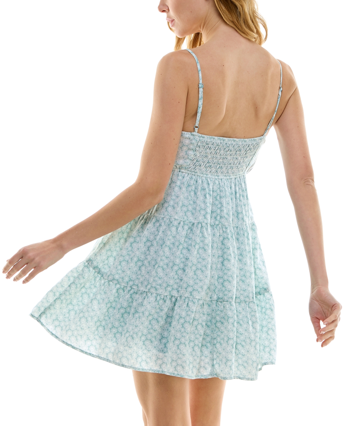 Shop Trixxi Juniors' Floral Print Sleeveless Fit & Flare Dress In Sagemulti