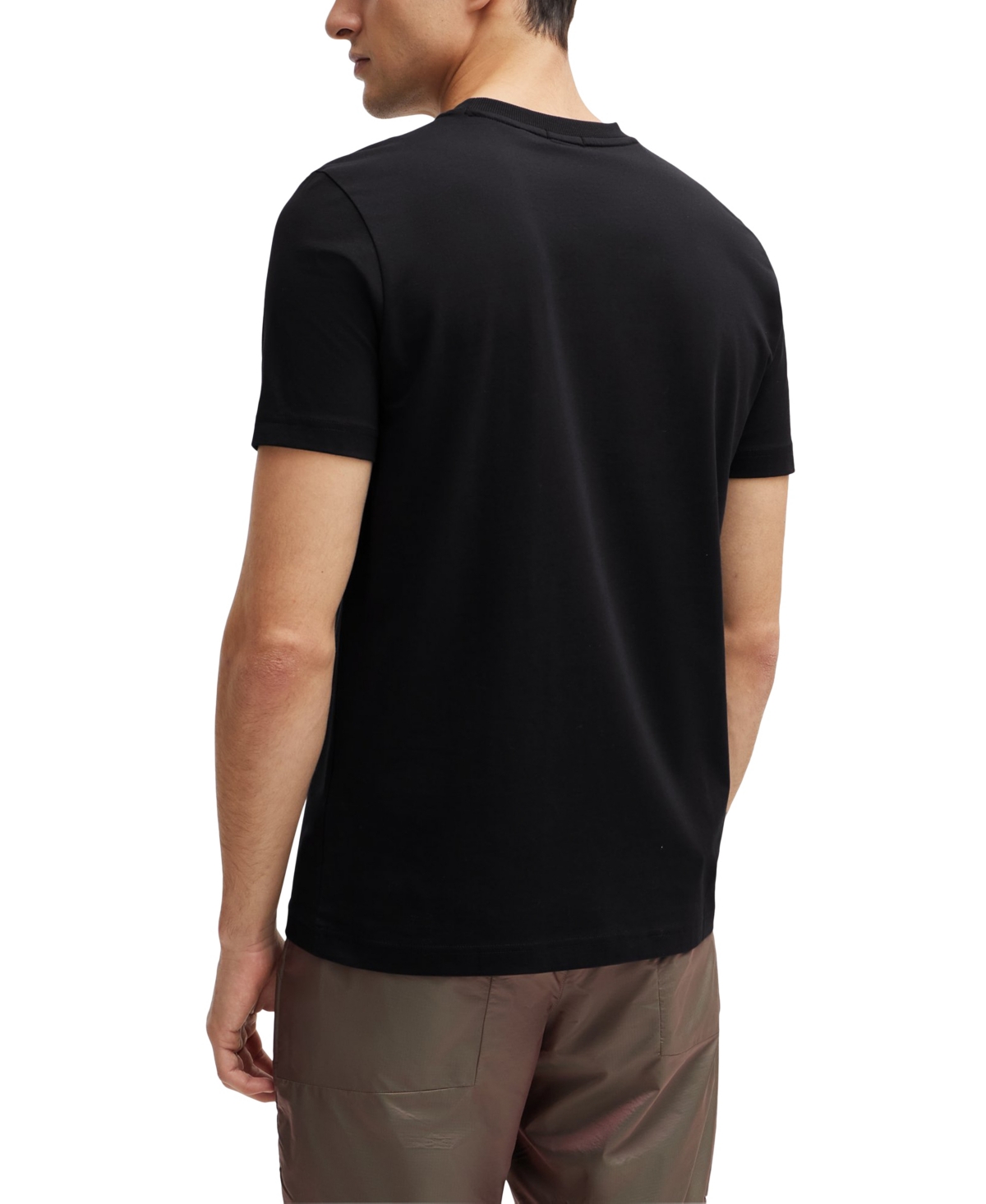 Hugo Boss Slim-fit T-shirt With Popcorn Stripe Fabric In Black