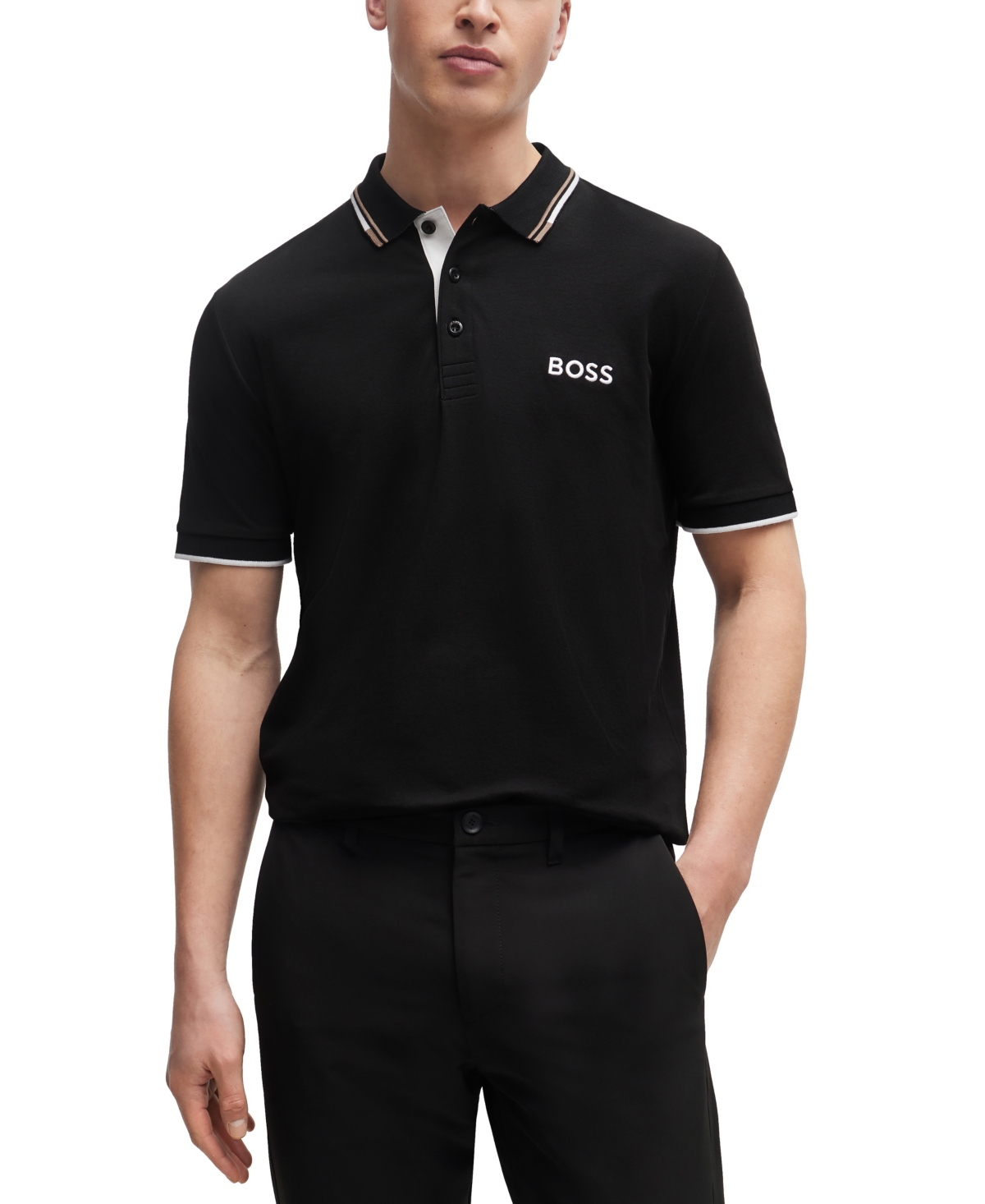 Boss by Hugo Boss Men's Contrast Logo Polo Shirt - Black