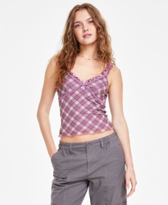 Madden Girl - Juniors' Printed Ruffle-Trim Camisole Top