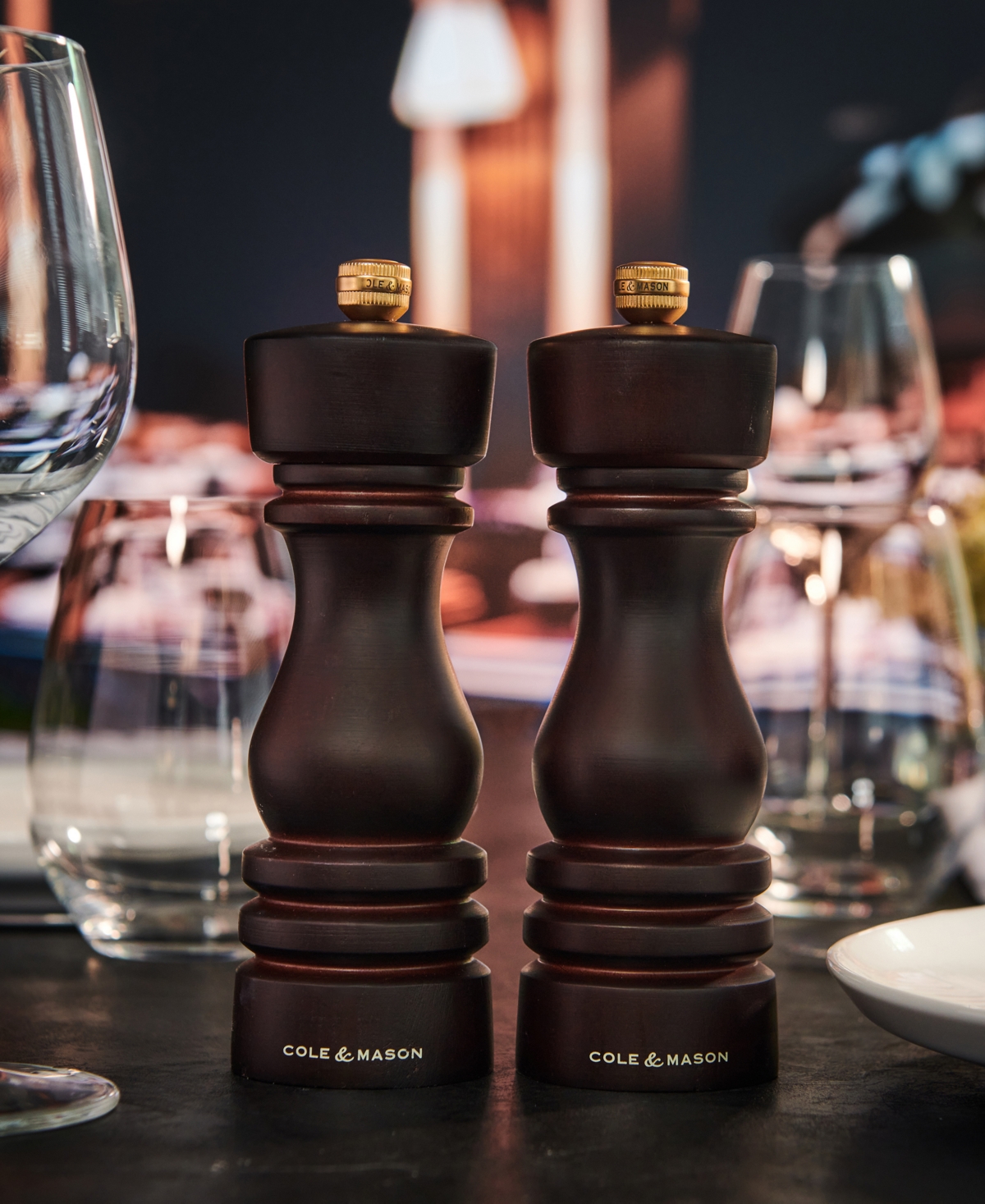 Cole & Mason London Wooden 7" Salt & Pepper Mill Gift Set In Dark Brown